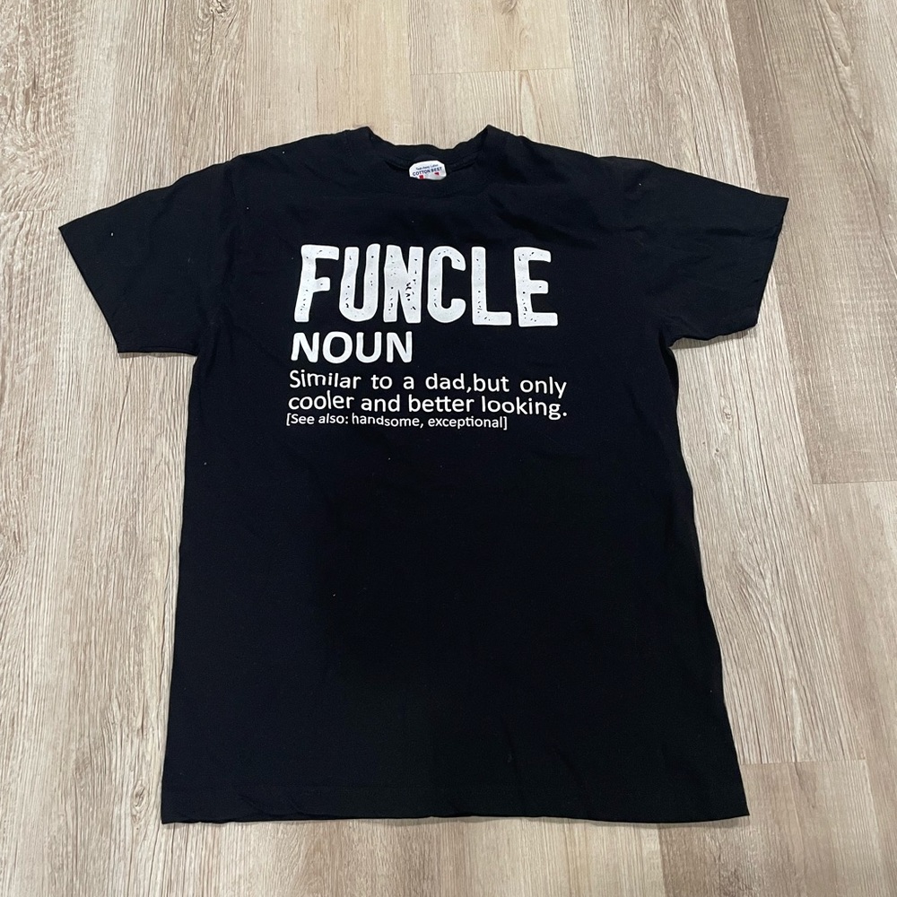 Men’s black funny shirt, size M